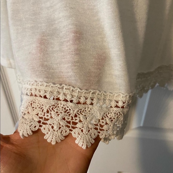 White Layering Top with Lace Hem - Picture 2 of 5